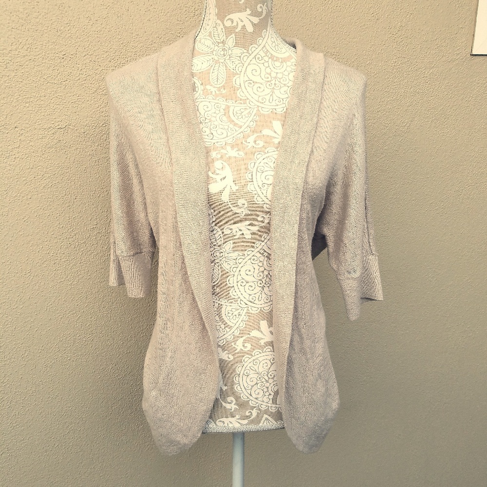 Ann Taylor Loft Open Front Beige Cardigan